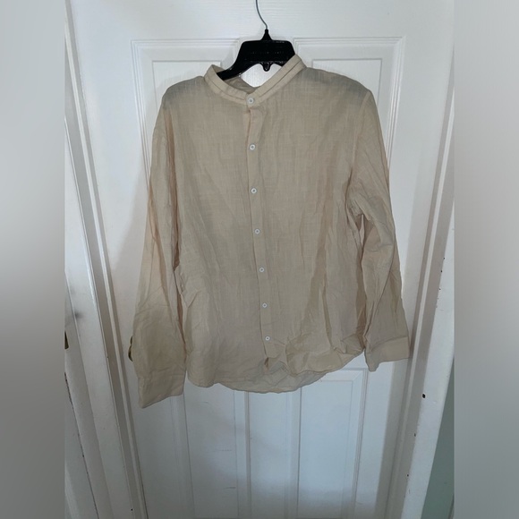 Makkrom Men Linen Button Down Long Sleeve Cotton Shirt - Picture 3 of 5